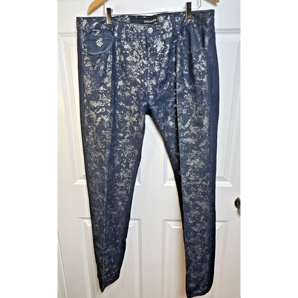 Rocawear Jeans Men's 38 Splatter Paint Flap Pockets Streetwear Y2K Denim RW Logo